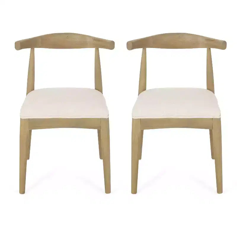 Chaises de salle à manger en bois rembourrées en tissu de style Mid-Century Modern