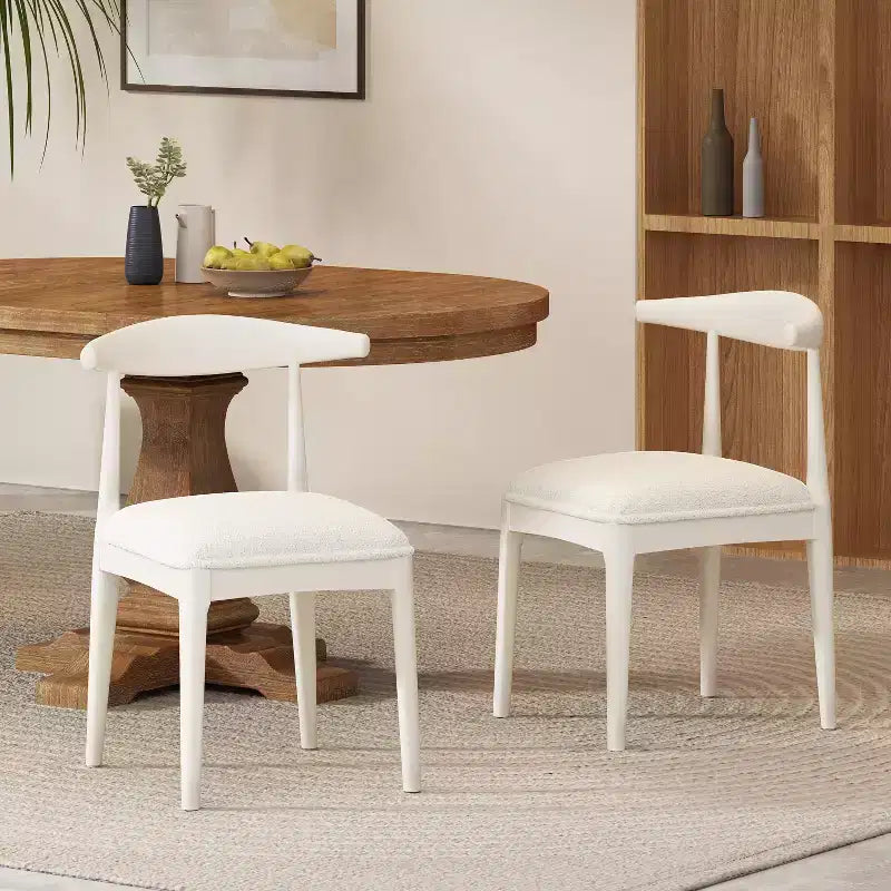 Chaises de salle à manger en bois rembourrées en tissu de style Mid-Century Modern