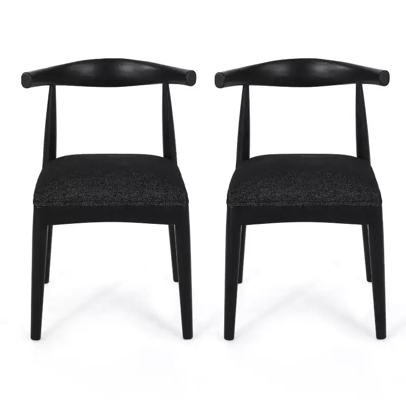 Chaises de salle à manger en bois rembourrées en tissu de style Mid-Century Modern