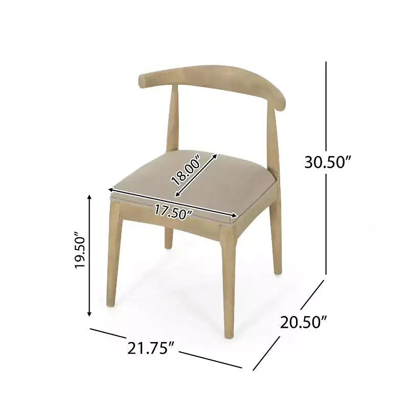 Chaises de salle à manger en bois rembourrées en tissu de style Mid-Century Modern
