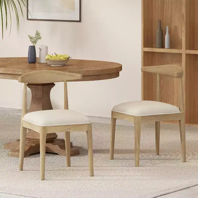 Chaises de salle à manger en bois rembourrées en tissu de style Mid-Century Modern