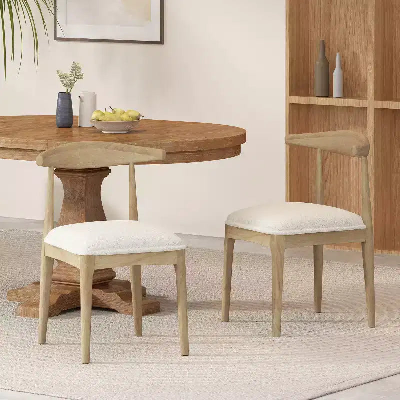 Chaises de salle à manger en bois rembourrées en tissu de style Mid-Century Modern
