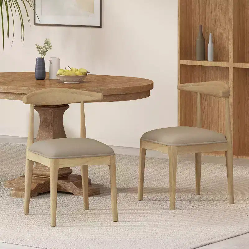 Chaises de salle à manger en bois rembourrées en tissu de style Mid-Century Modern