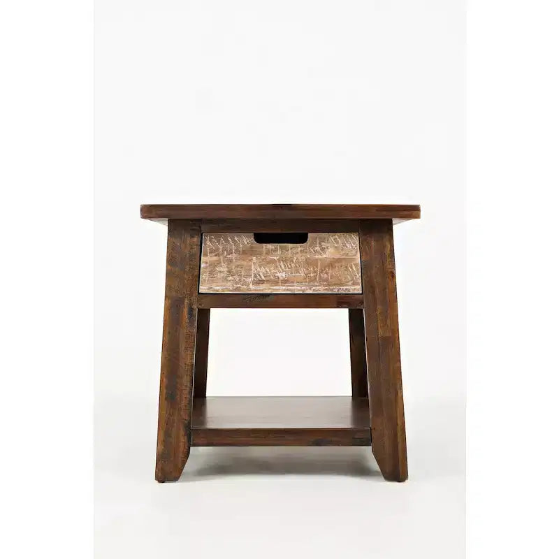 Jofran,Painted Canyon Rustic Solid Acacia End Table