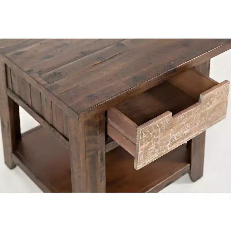 Table d'appoint rustique en acacia massif Painted Canyon