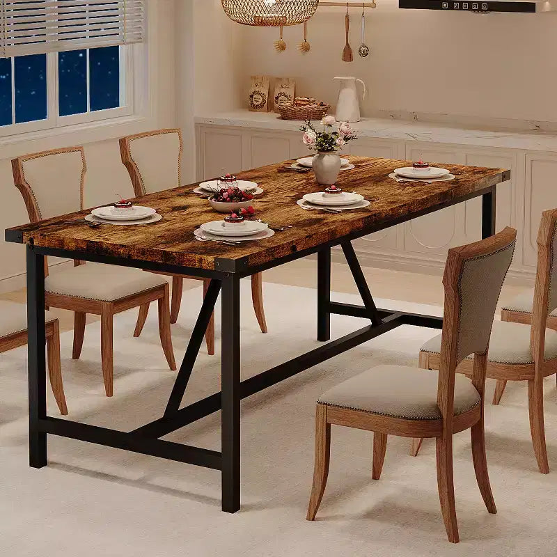 Dining Table for 6-8 People, 70.87 Rectangle Wooden Dining Room Table, Heavy Duty Kitchen Table, Dinner Table, Easy Assembly