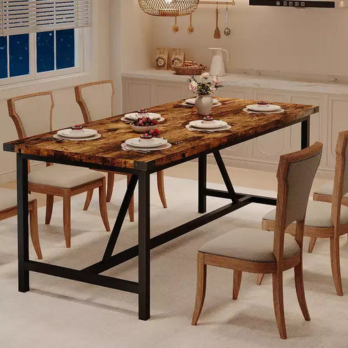 Dining Table for 6-8 People, 70.87 Rectangle Wooden Dining Room Table, Heavy Duty Kitchen Table, Dinner Table, Easy Assembly