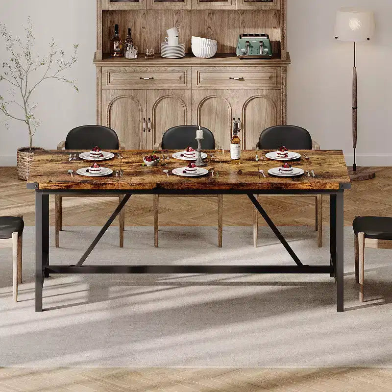 Table à manger rectangulaire en bois de 70,87 pouces