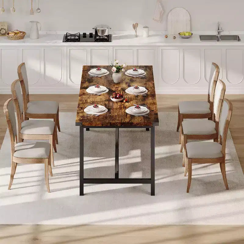 Table à manger rectangulaire en bois de 70,87 pouces