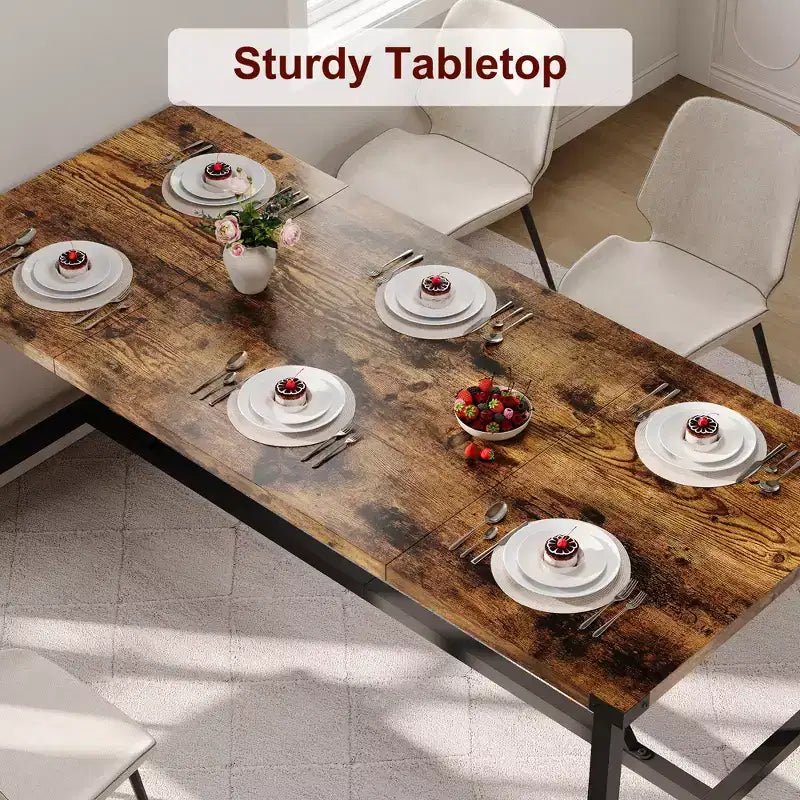Table à manger rectangulaire en bois de 70,87 pouces