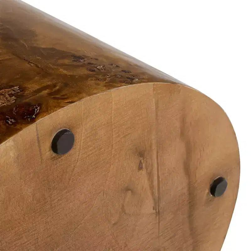 Table d'appoint Accent ovale en loupe de noyer brun moyen
