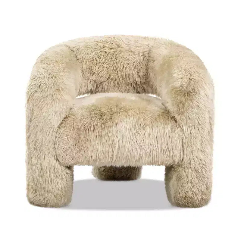 Jennifer Taylor Home Avalon 35 Genuine Sheepskin Fur Split Barrel Back Accent Chair, Natural Blonde Genuine Fur