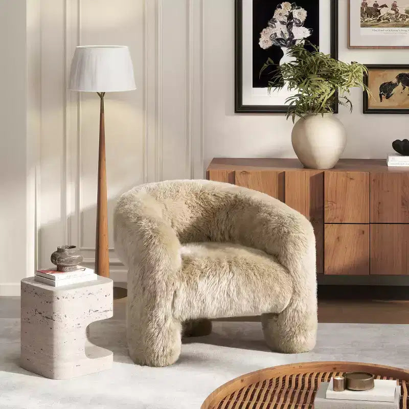 Fauteuil cabriolet en cuir de mouton véritable