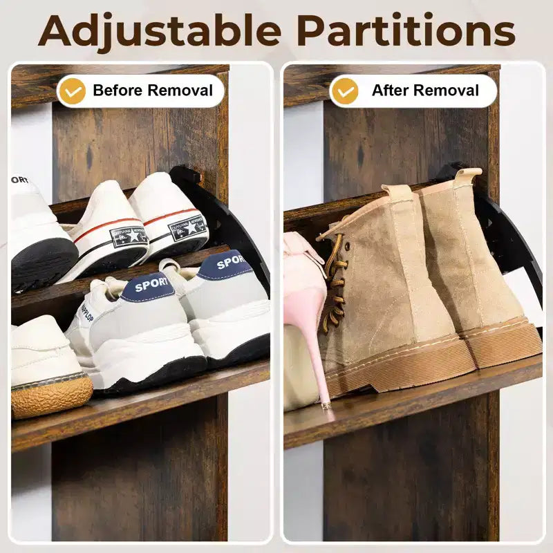 Meuble à chaussures en bois de style médiéval