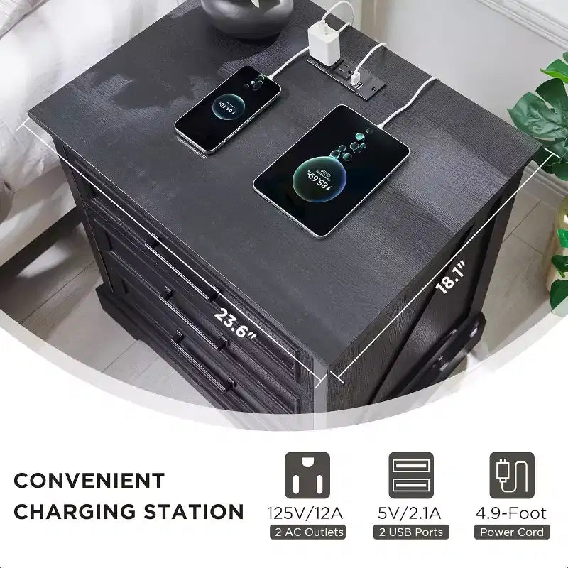 Table de chevet avec station de recharge