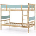 Costway Twin Over Twin Bunk Bed Solid Wood Bed Frame with Ladder Full-length Guardrails White/Natural