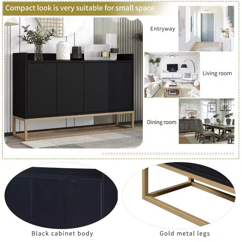 Bahut en bois 47,2 po avec 4 portes