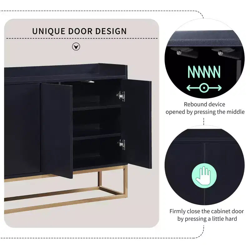 Bahut en bois 47,2 po avec 4 portes