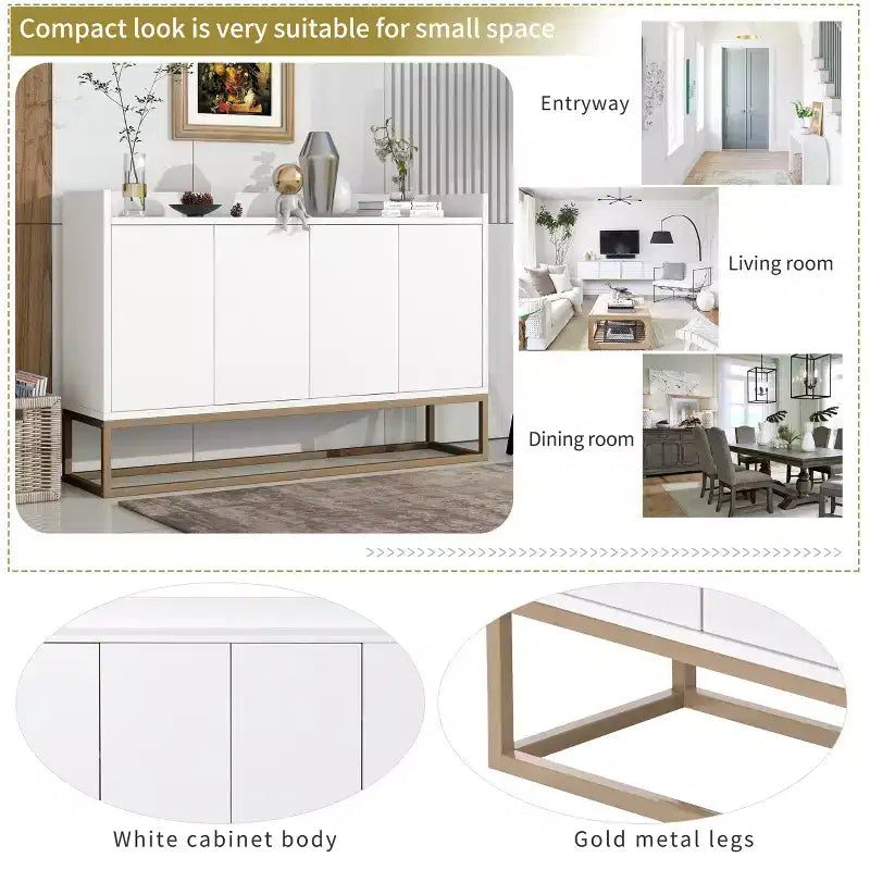 Bahut en bois 47,2 po avec 4 portes