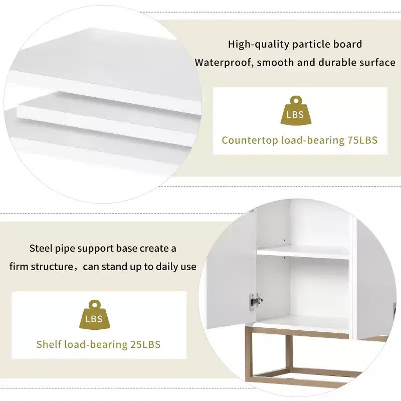 Bahut en bois 47,2 po avec 4 portes