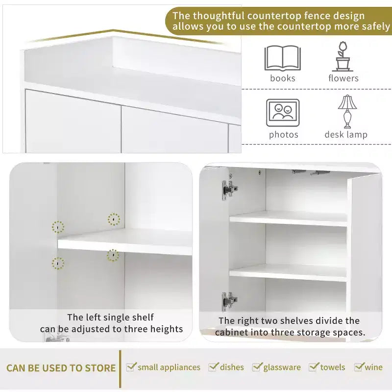 Bahut en bois 47,2 po avec 4 portes