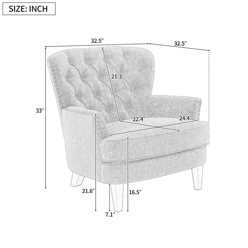Un fauteuil inclinable capitonné de style vintage orné de rivets et de pieds en bois
