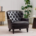 Vintage Tufted Upholstered Accent Chair, Classic Wingback Armchair Lounge Chair with Nailhead Trim and Wood Legs - Christopher Knight Home