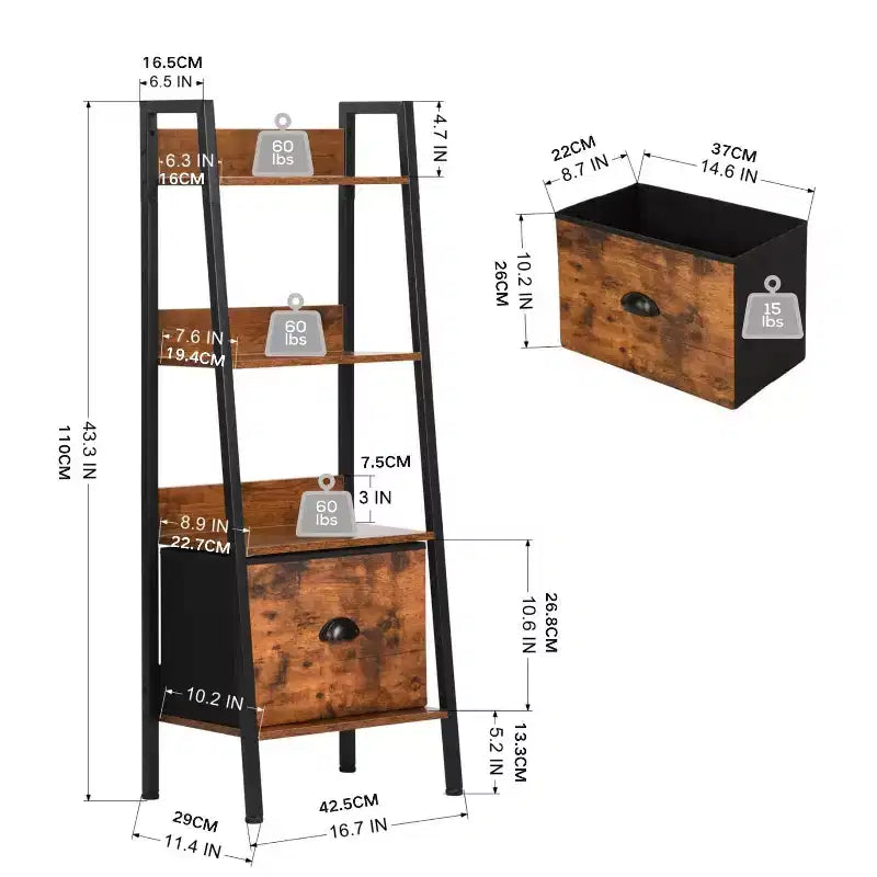 Étagère trapézoïdale de style rustique