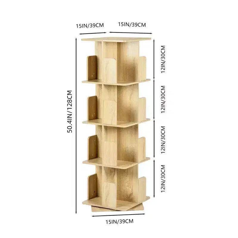 Étagère à livres décorative rotative, bibliothèque verticale autoportante avec étagères ouvertes à plusieurs niveaux, peu encombrante pour le salon, la chambre ou le bureau