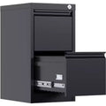 File Cabinets, Lockable 3-Drawers Black Metal Storage Cabinets for Home Office to Hanging Files Letter/Legal/F4/A4 Size