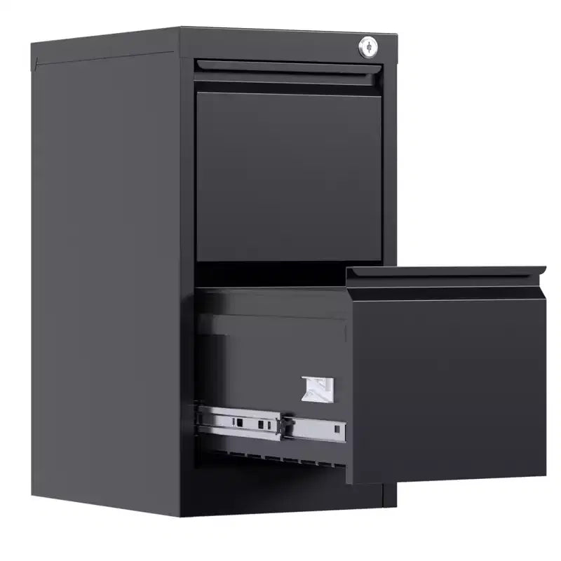 Classeur, Armoire de rangement métallique noire à trois tiroirs avec serrure