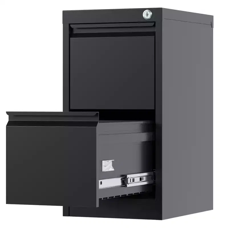 Classeur, Armoire de rangement métallique noire à trois tiroirs avec serrure