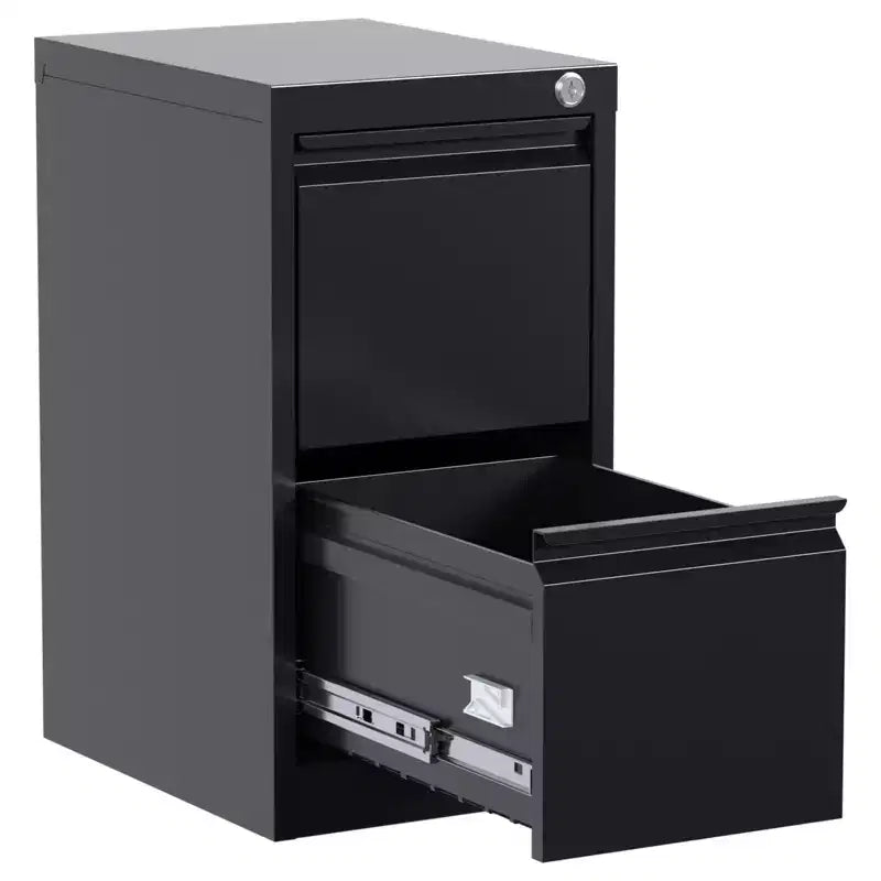 Classeur, Armoire de rangement métallique noire à trois tiroirs avec serrure