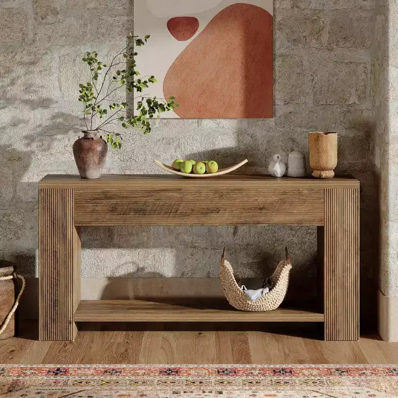 Lantine 70.9-Inch Console Table for Entryway, Narrow Wooden Sofa Table Behind Couch for Living Room, Entrance, Rustic Brown