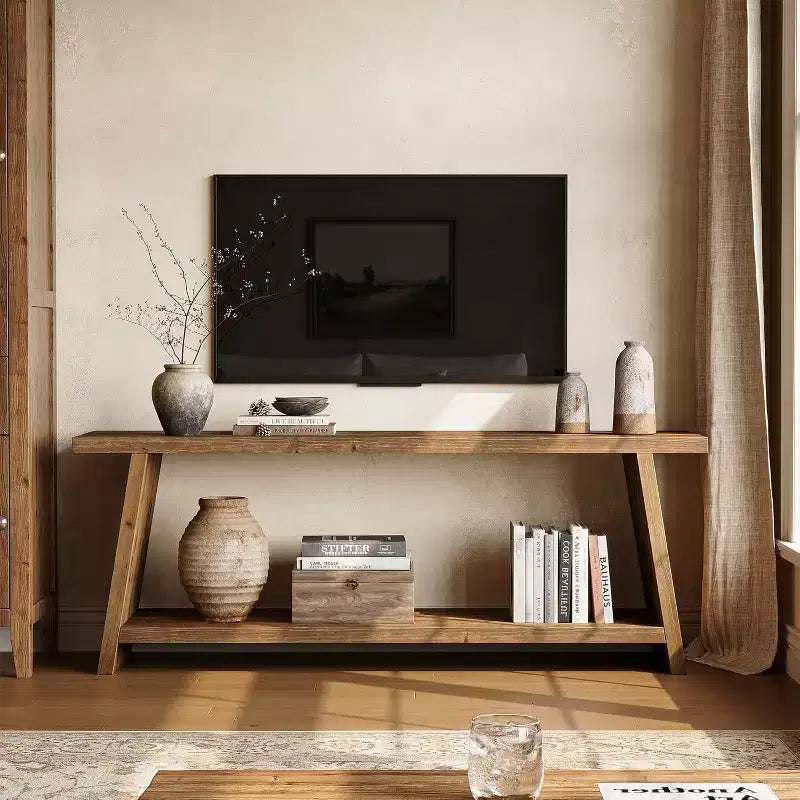 Meuble TV de salon moderne de style médiéval (marron, 63 pouces)