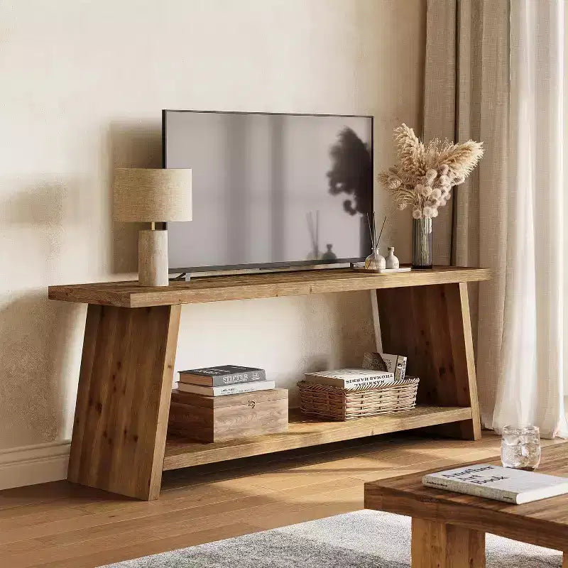 Meuble TV de salon moderne de style médiéval (marron, 63 pouces)