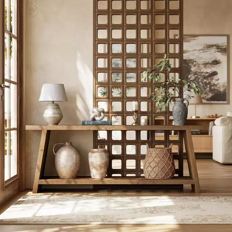 Meuble TV de salon moderne de style médiéval (marron, 63 pouces)