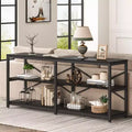 Lantine 70.9-Inch Extra Long Console Table, Modern Sofa Table with Storage Shelves, 3-Tier Industrial Entryway Table for Living Room, Black