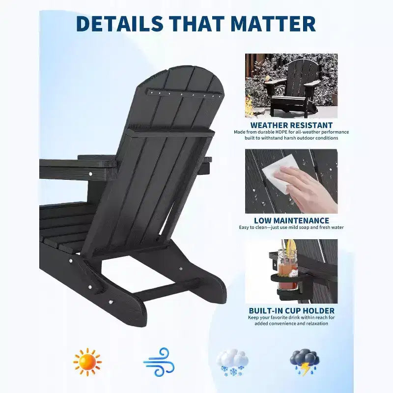 Chaise pliante avec table d'appoint intégrée