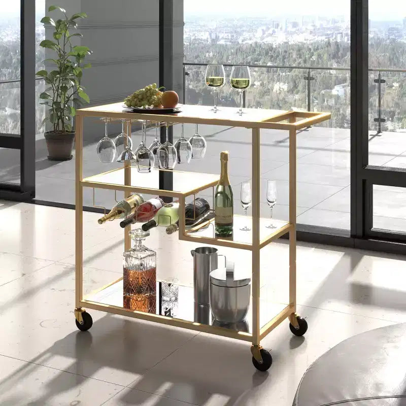 Chariot de bar avec miroir