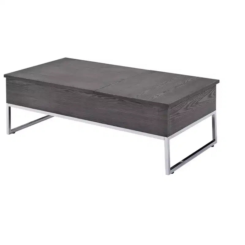 HomeRoots 47 Gray and Silver Wood Lift Top Frame Coffee Table