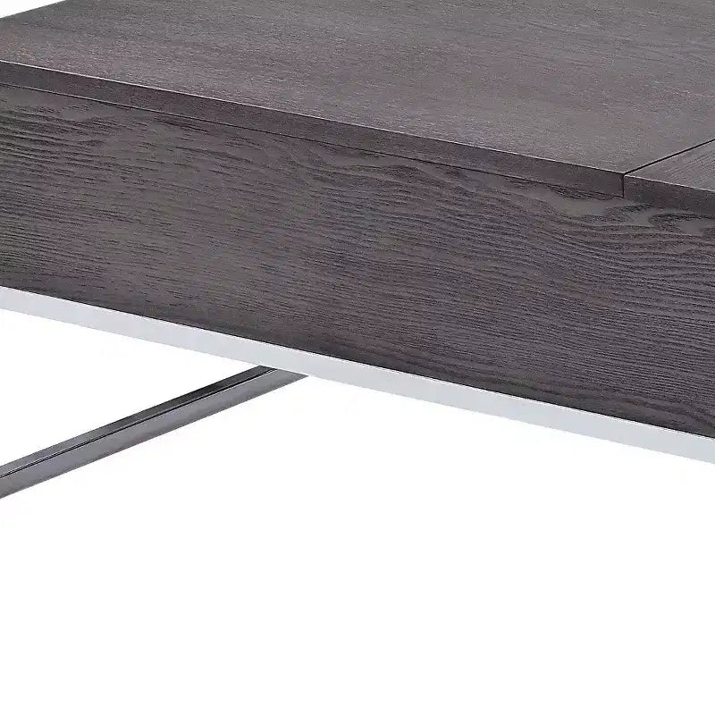 Table basse relevable en bois gris et argent