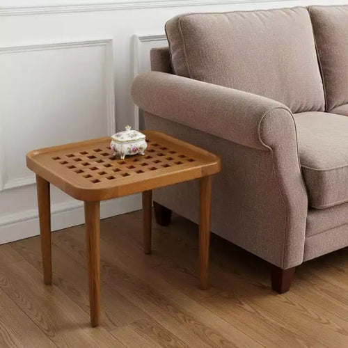 Table d'appoint rectangulaire en bois massif brun (18 po)