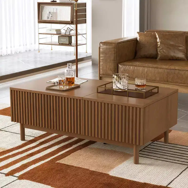 Luck Live 51.1 Modern Lift-Top Coffee Table with 2 Storage Drawers &amp; Hidden Compartment