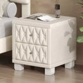 Whisen Elegant Velvet Nightstand with 2 Drawers and Crystal Handle, Storage Bedside Table with Button-Tufted