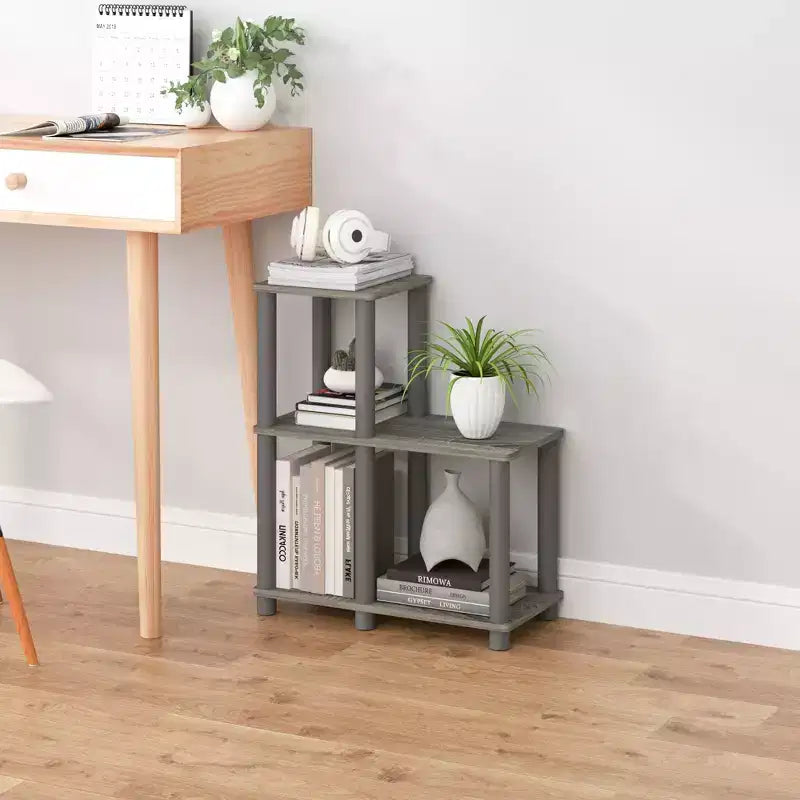 Étagère décorative ouverte en L, bibliothèque d'appoint polyvalente