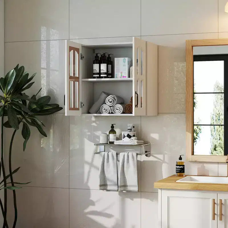 Meuble haut mural moderne de 60 cm avec 2 portes vitrées