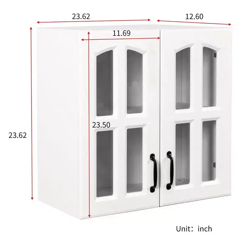 Meuble haut mural moderne de 60 cm avec 2 portes vitrées