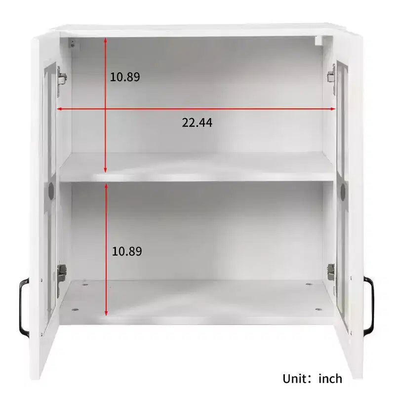 Meuble haut mural moderne de 60 cm avec 2 portes vitrées
