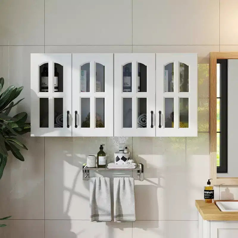 Meuble haut mural moderne de 60 cm avec 2 portes vitrées